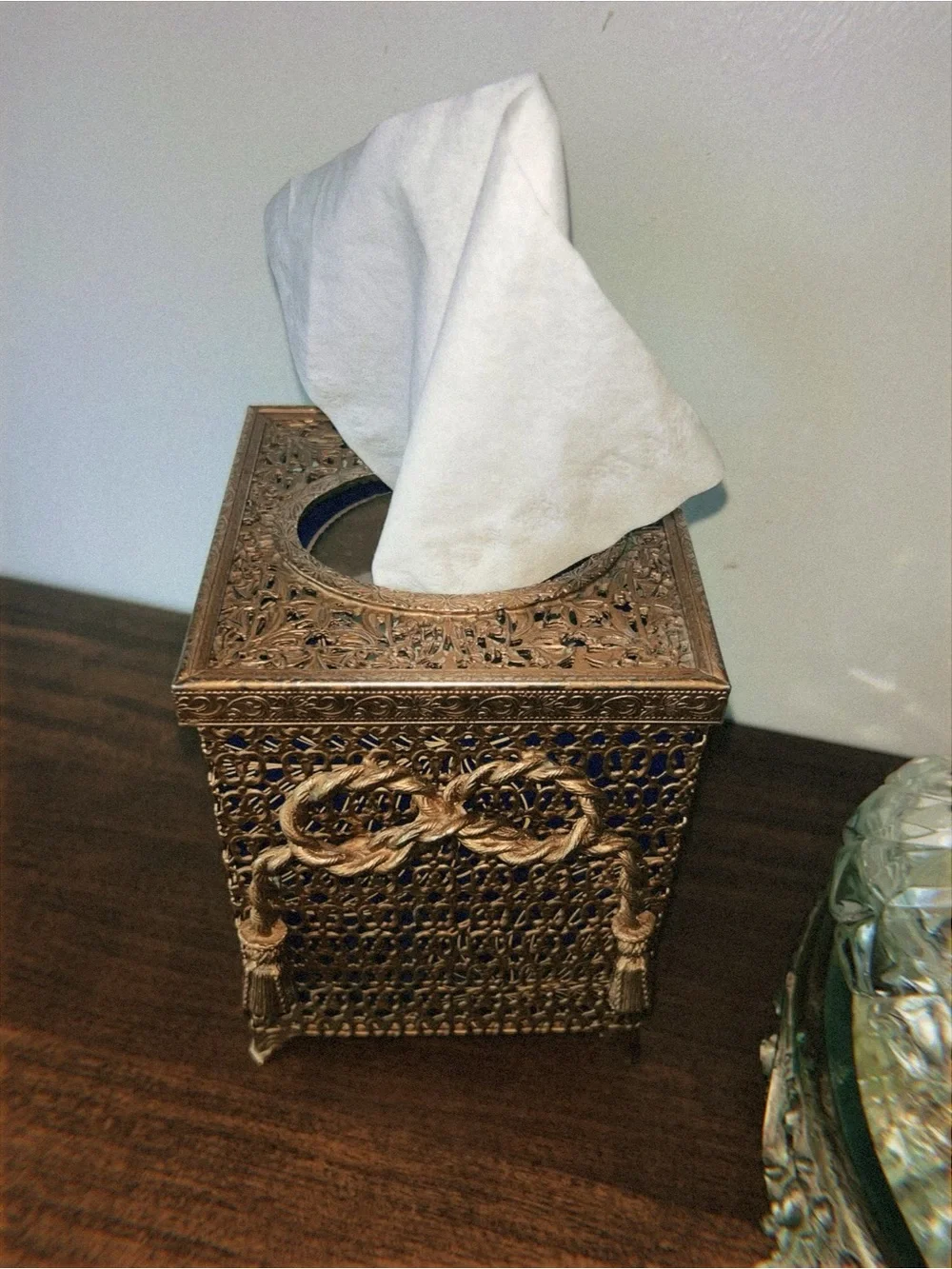 Ornate Gold Tissue Box Cover - Decorative Home Bath Accent